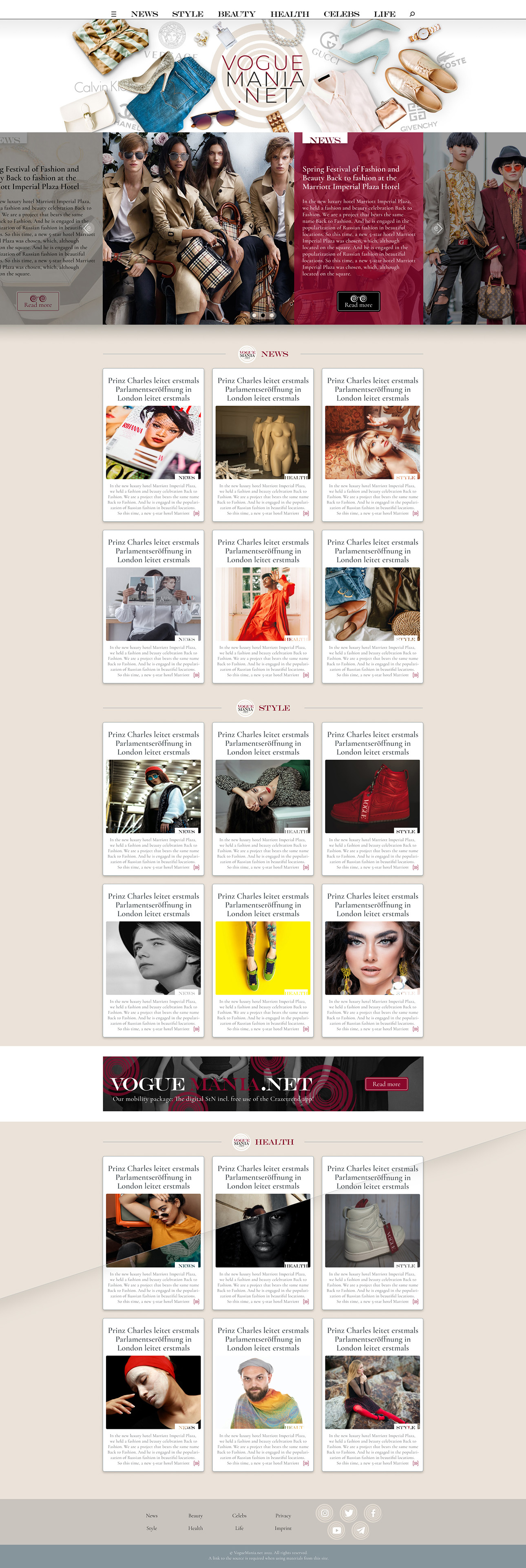 Дизайн блога для Vogue Mania